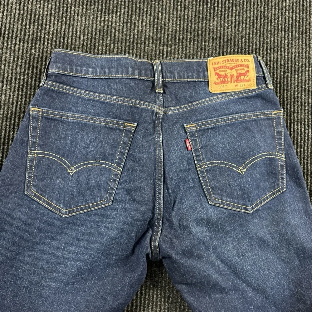 Levi's 505 Regular Fit Straight Leg Jeans Blue 32x30 Mens Denim Dark Wash